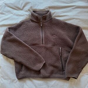Aritzia 1/4 Zip-Up Brown fleece xs